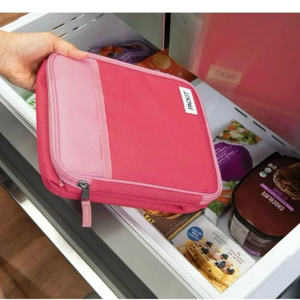 Freezable Kid's Lunch Box - pink color EcoFreeze technology, back to school